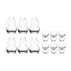 Chinese baijiu glass set in soft light with an auspicious gourd silhouette and hand-painted motif