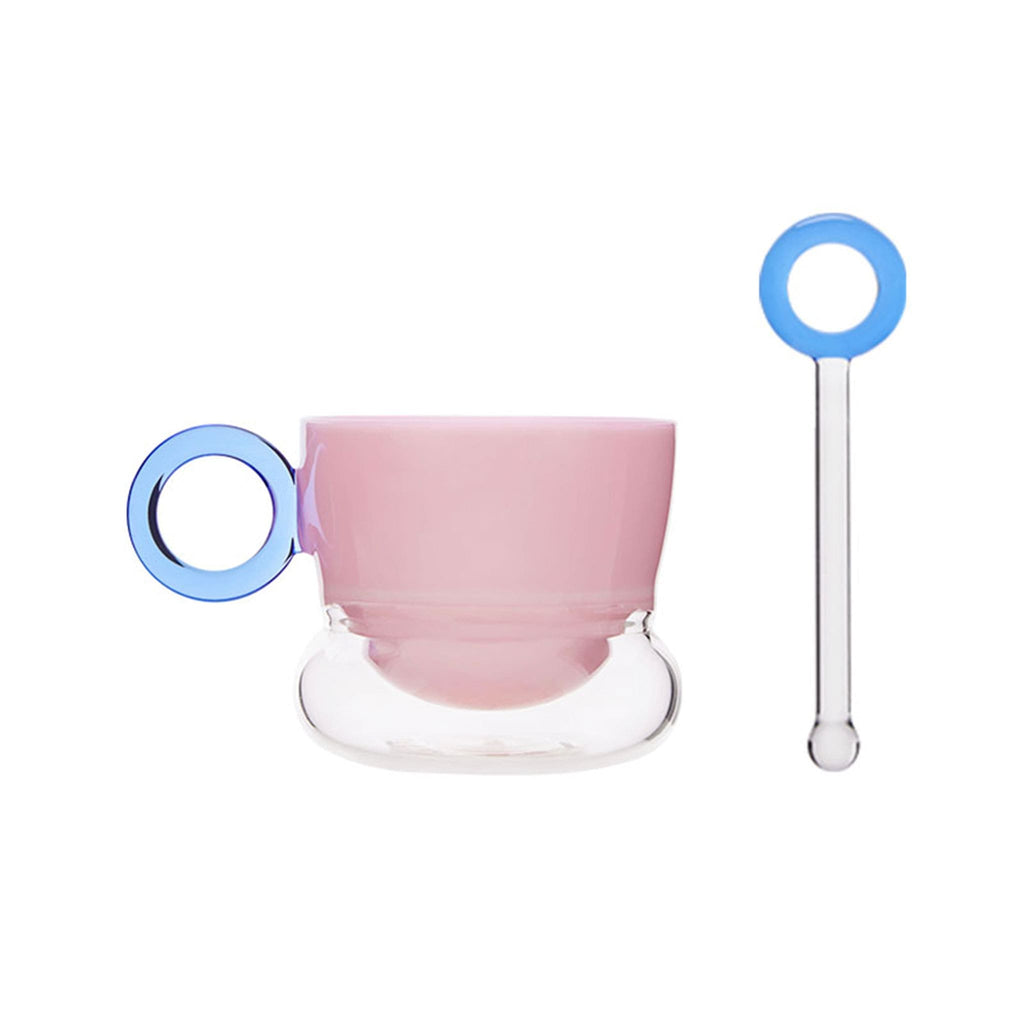 Ciambelle Opaline jade glass coffee cup with matching stirrer in soft light