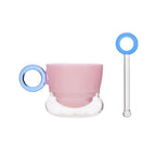 Ciambelle Opaline jade glass coffee cup with matching stirrer in soft light