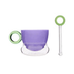 Ciambelle Opaline jade glass coffee cup with matching stirrer in soft light