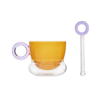 Ciambelle Opaline jade glass coffee cup with matching stirrer in soft light