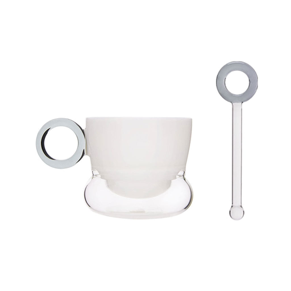 Ciambelle Opaline jade glass coffee cup with matching stirrer in soft light