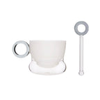 Ciambelle Opaline jade glass coffee cup with matching stirrer in soft light