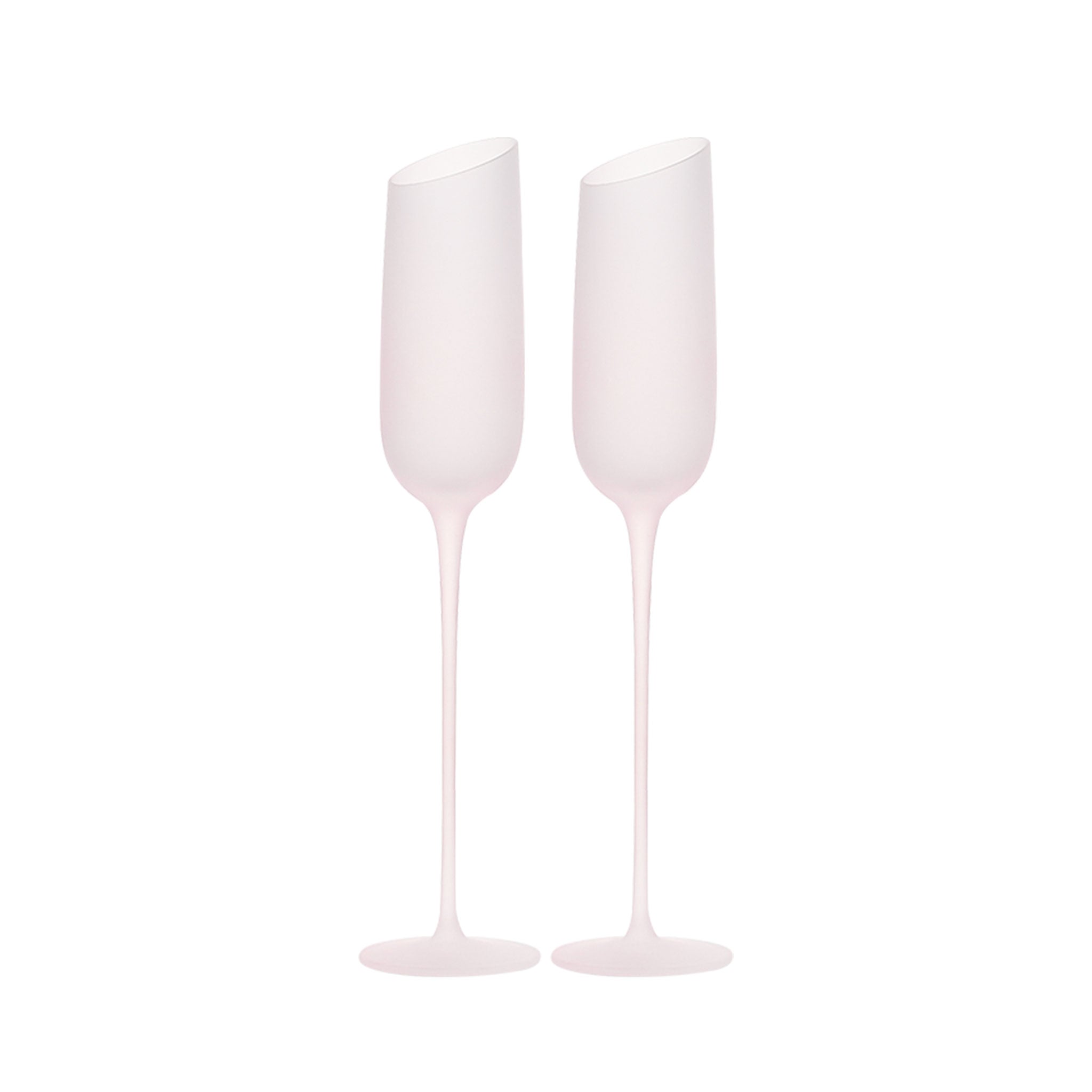 Crystal champagne glasses set of 2 in soft light with ultra-slender stems and a refined blush-toned finish