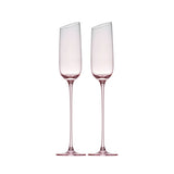Crystal champagne glasses set of 2 in soft light with ultra-slender stems and a refined blush-toned finish