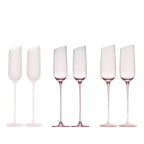 Crystal champagne glasses set of 2 in soft light with ultra-slender stems and a refined blush-toned finish