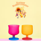 Dolce Amusement Park glass set in soft light with colorful candy-inspired silhouettes