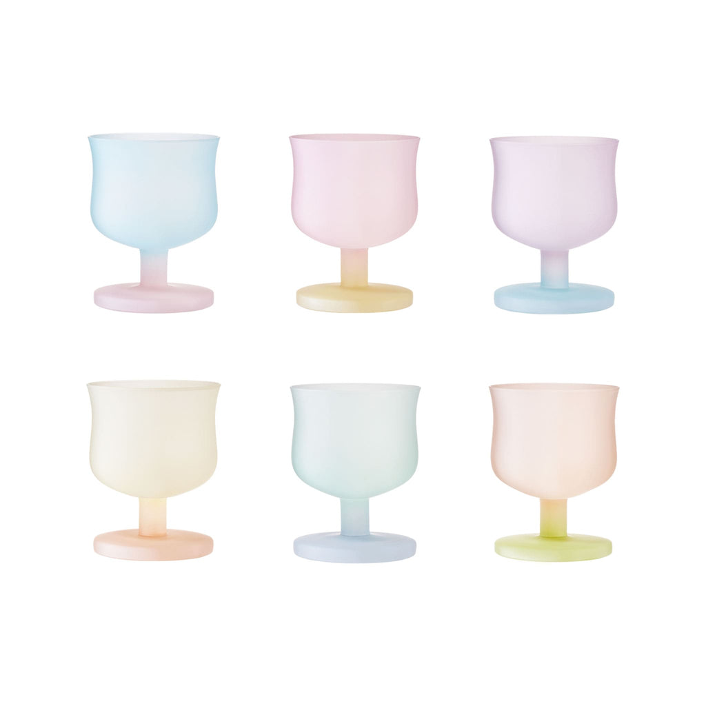 Dolce Crema pastel glazed glass cup in soft light with a rounded bowl and sculptural stem