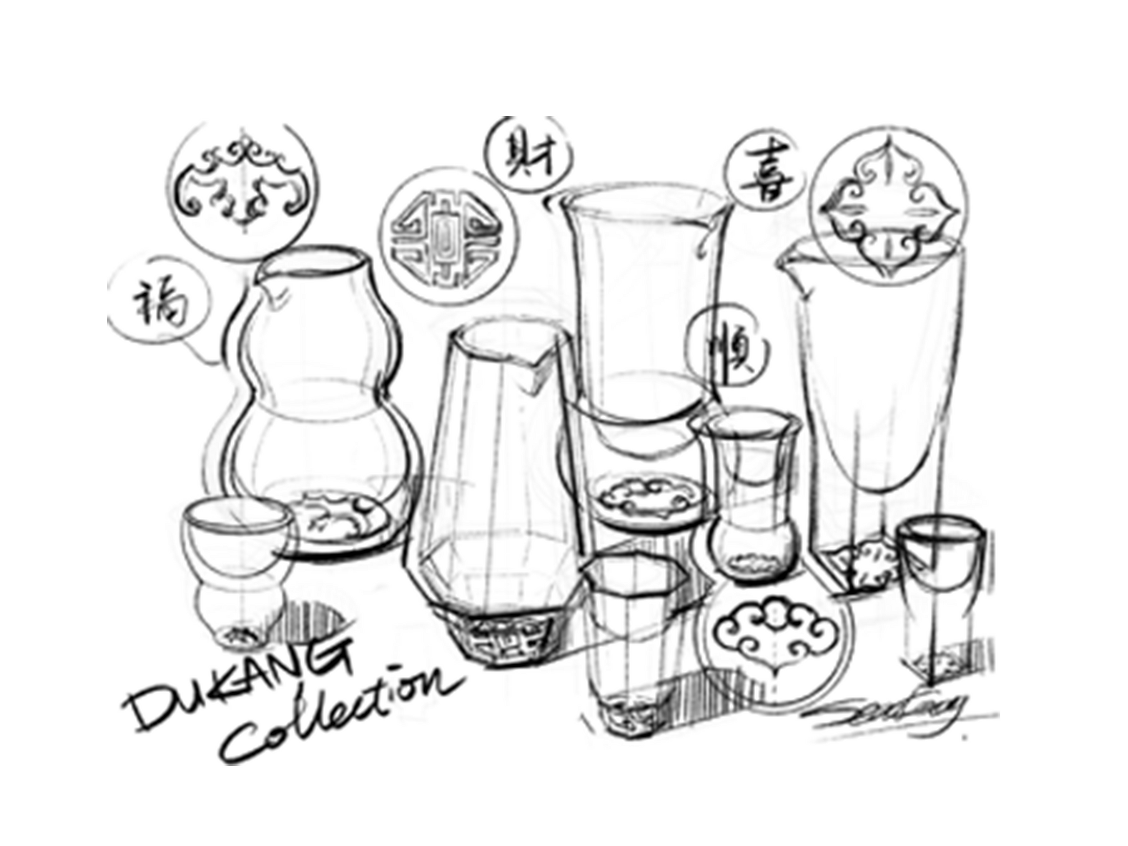 Persimmon inspired Chinese baijiu glass set with elegant crystal design