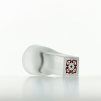 Close-up of crystal Chinese baijiu glass set showing persimmon inspired details and refined craftsmanship