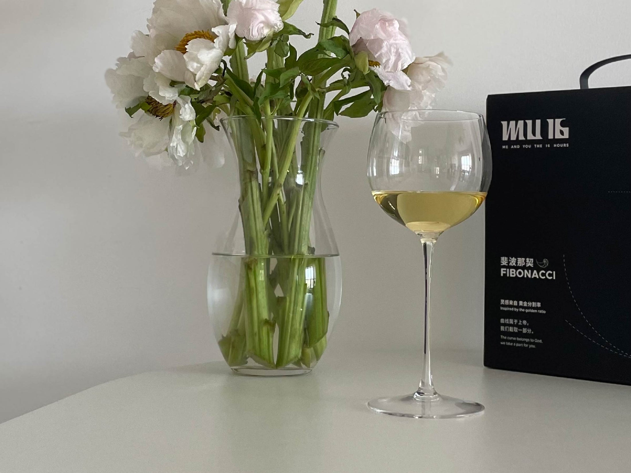 Chardonnay glass set styled for a quiet tasting ritual with a balanced and elegant crystal form