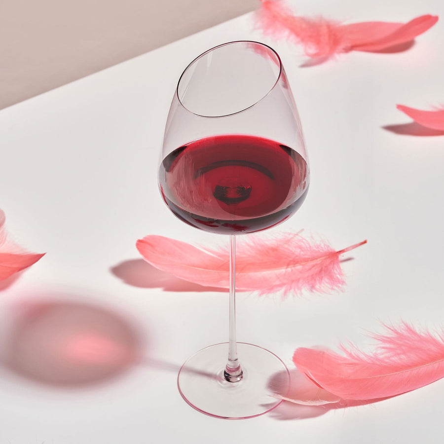 Flamingo Sculpted Bordeaux Glass Set