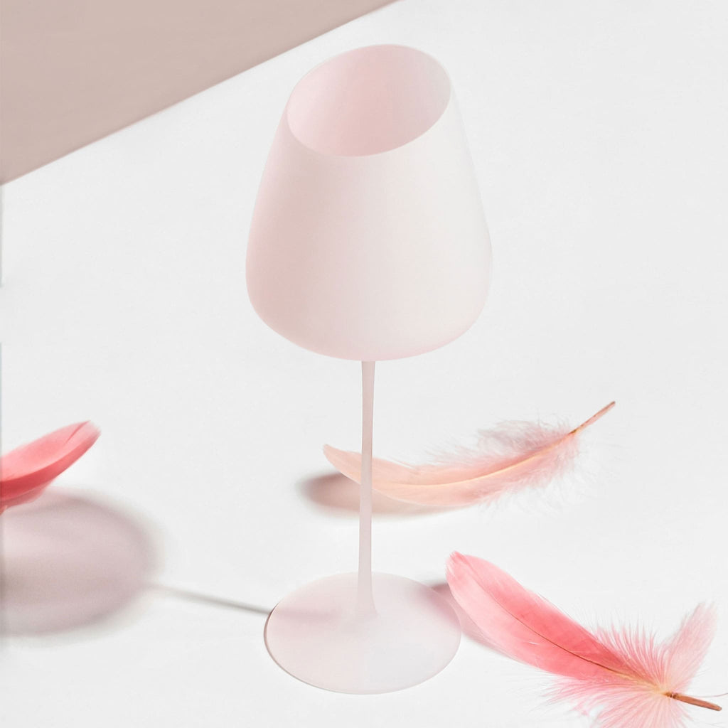 Pink Bordeaux wine glasses set of 2 styled for a quiet wine ritual with a graceful romantic mood