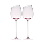 Crystal wine glasses set of 2 in soft light with ultra-slender stems and a refined blush-toned finish