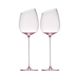 Crystal wine glasses set of 2 in soft light with ultra-slender stems and a refined blush-toned finish