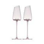 Crystal wine glasses set of 2 in soft light with ultra-slender stems and a refined blush-toned finish