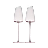 Crystal wine glasses set of 2 in soft light with ultra-slender stems and a refined blush-toned finish