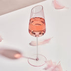 Pink wine glasses set of 2 styled for a quiet wine ritual with a graceful romantic mood