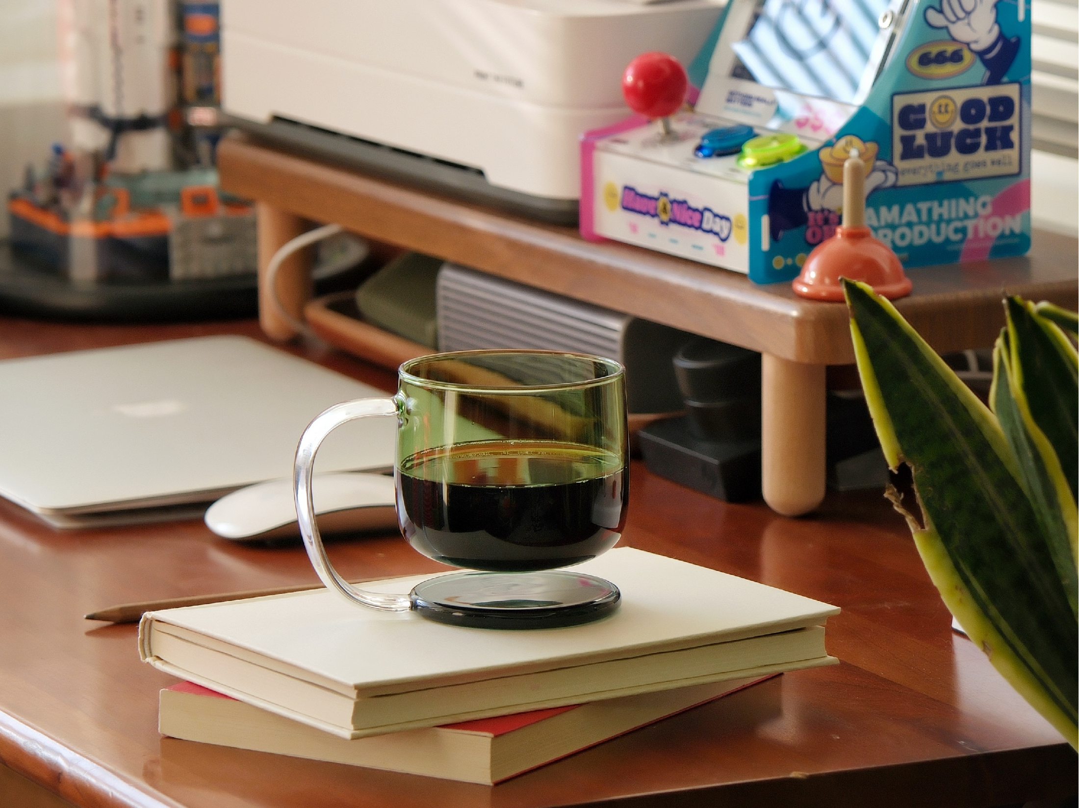 Jelly Float styled for a quiet tea or coffee ritual with a playful floating glass form