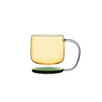 Close-up of Jelly Float showing high borosilicate glass, thick handle, and weighted floating base detail