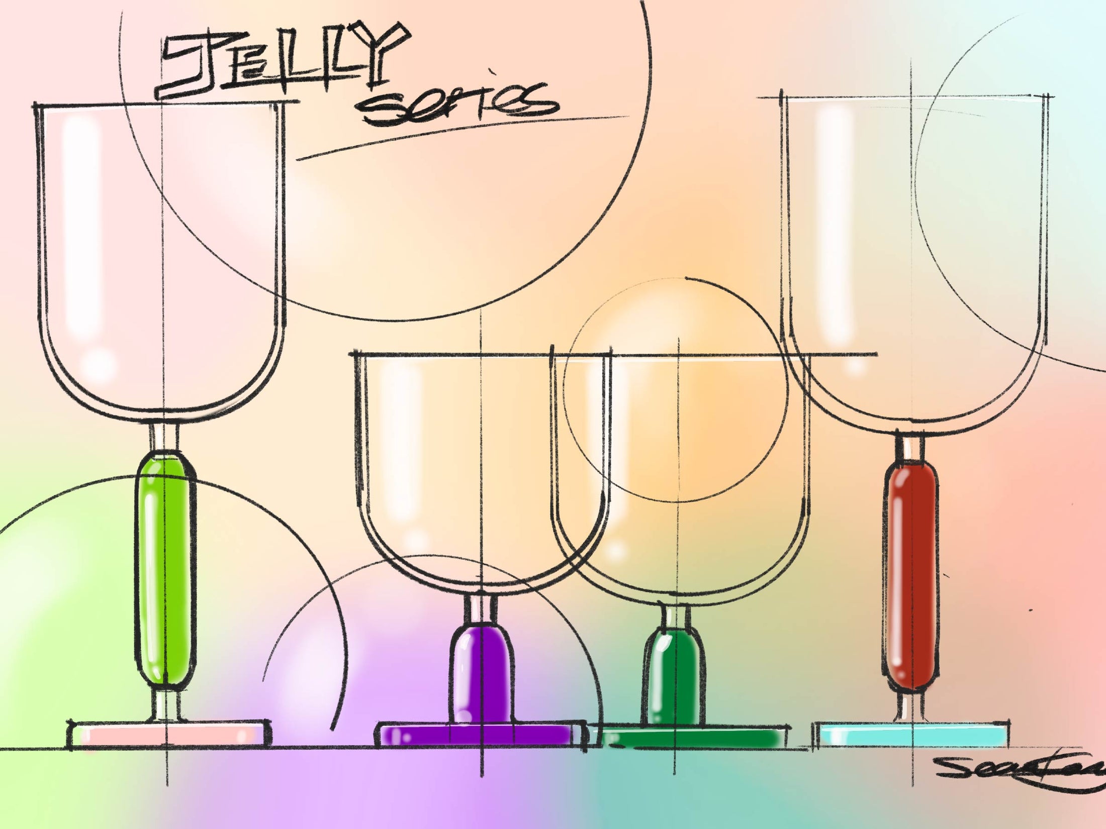 Jelly-inspired glass styled for a quiet drinking ritual with a bright playful mood