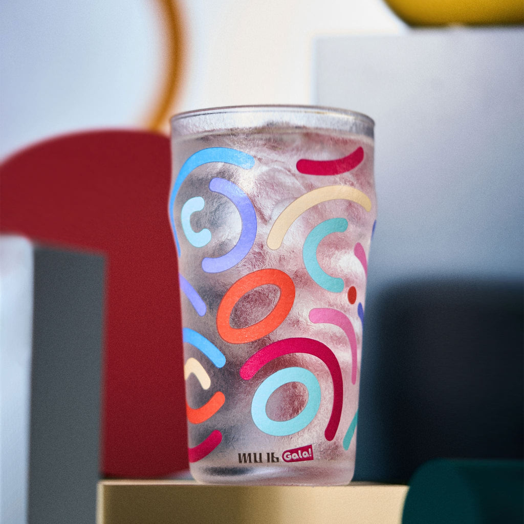 Memphis Milano styled for a chilled drink ritual with bright summer color and expressive graphic detail