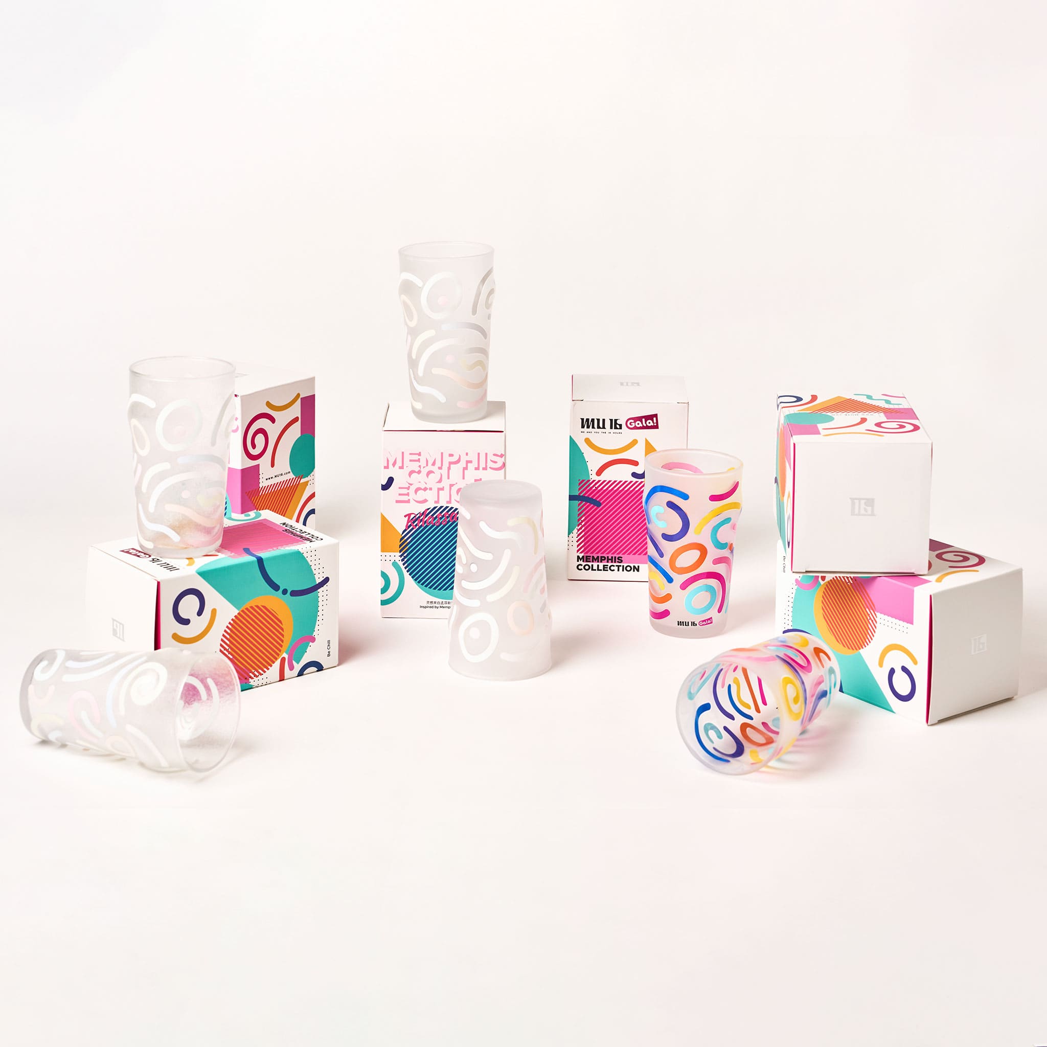 Memphis Milano styled for a chilled drink ritual with bright summer color and expressive graphic detail