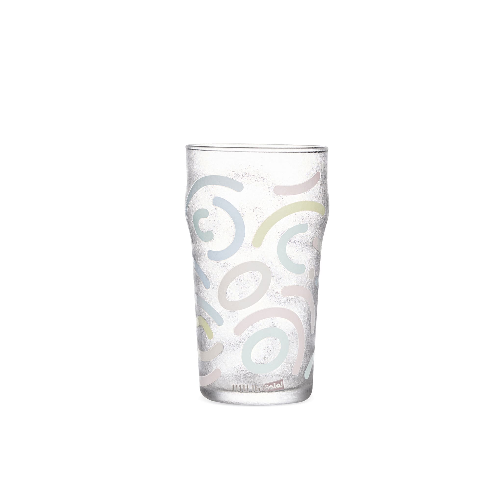 Memphis Milano beer glass in soft light with bold graphic detail and a tall sculptural silhouette