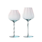 Crystal wine glasses set of 2 in soft light with ribbed bowls and graceful flowing stems