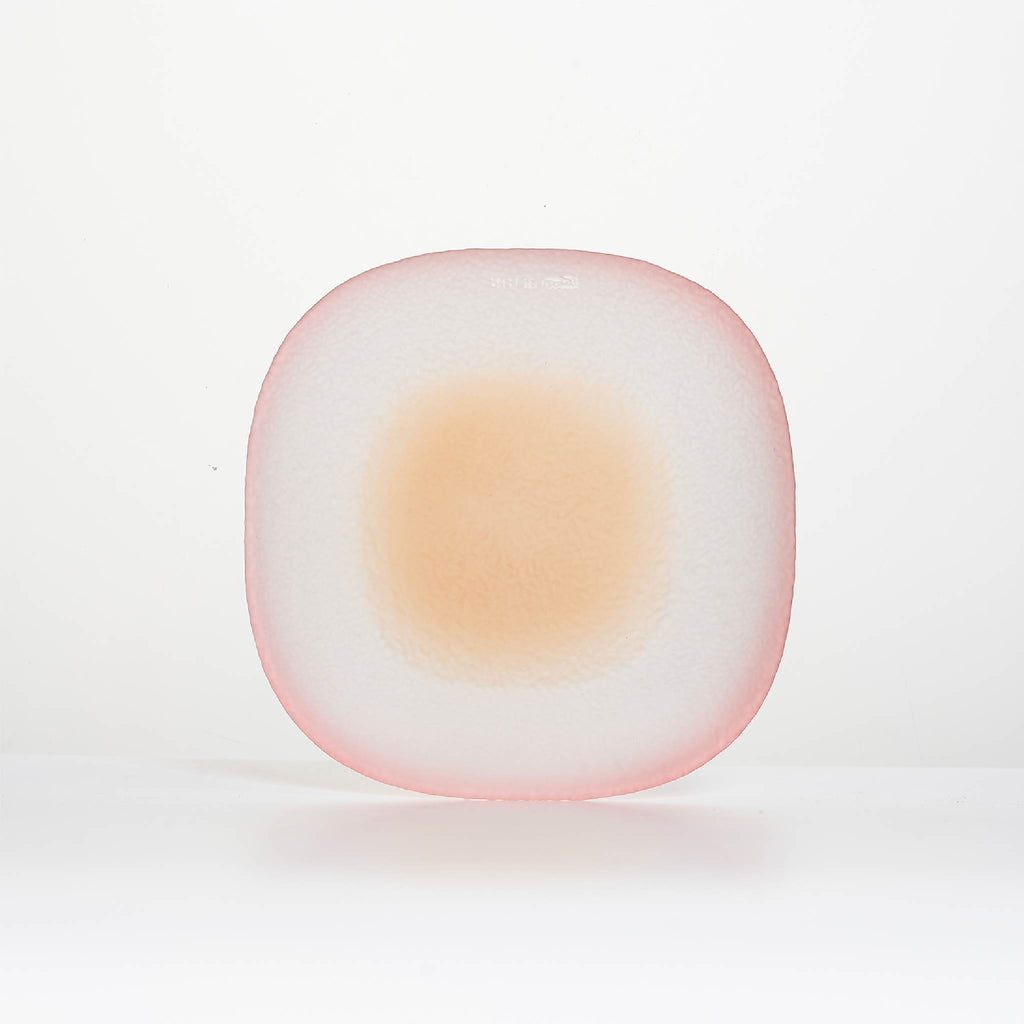 Close-up of Nubi Dessert plate showing matte texture, irregular base pattern, and softly blended color detail