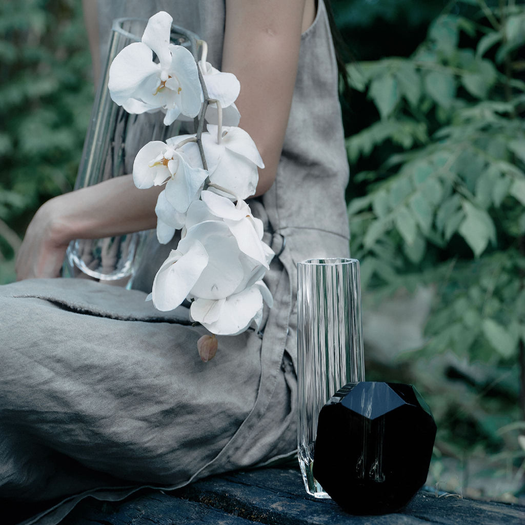 Raw Cullinan Crystal vase styled for a quiet interior ritual with bright reflections and a weighted form